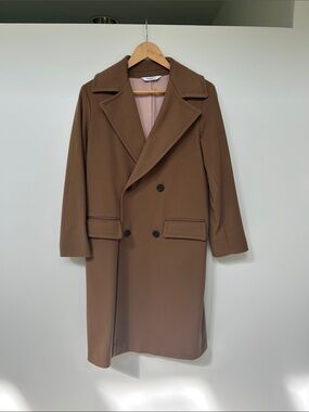 Fleurette | Tan Loro Piana Wool Double-Breasted Coat | Size 6